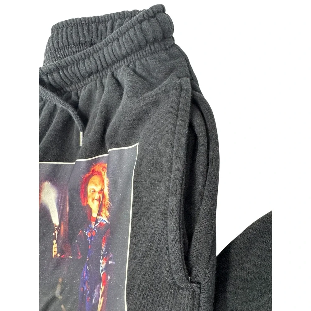 Chucky Sweatpants Black Graphic Print Joggers Horror Movie Fan Apparel‎ Size S